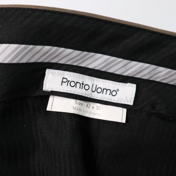 PRONTO UOMO Men's 42 X 32 Straight Fit Flat Front Dress Pants - Picture 6 of 11